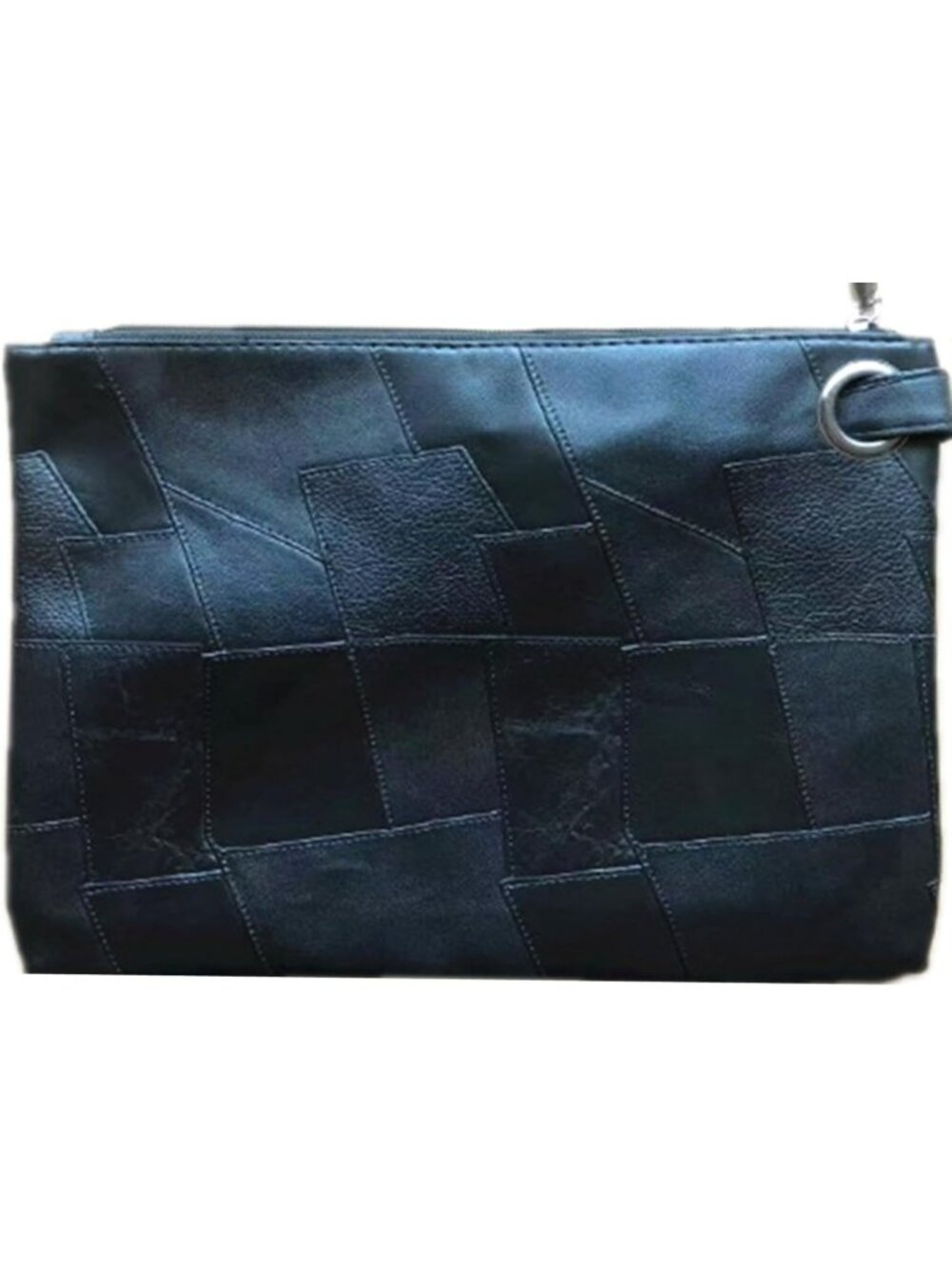 〽️Women's Black Patchwork Leather Envelop Wristlet Handbag Foldover Evening Bag